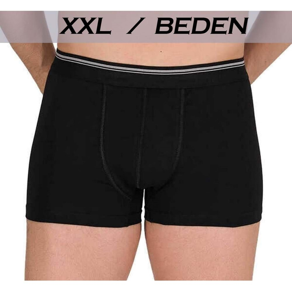 1013 Sedef Yıldız Likra Erkek Boxer Siyah Xxl