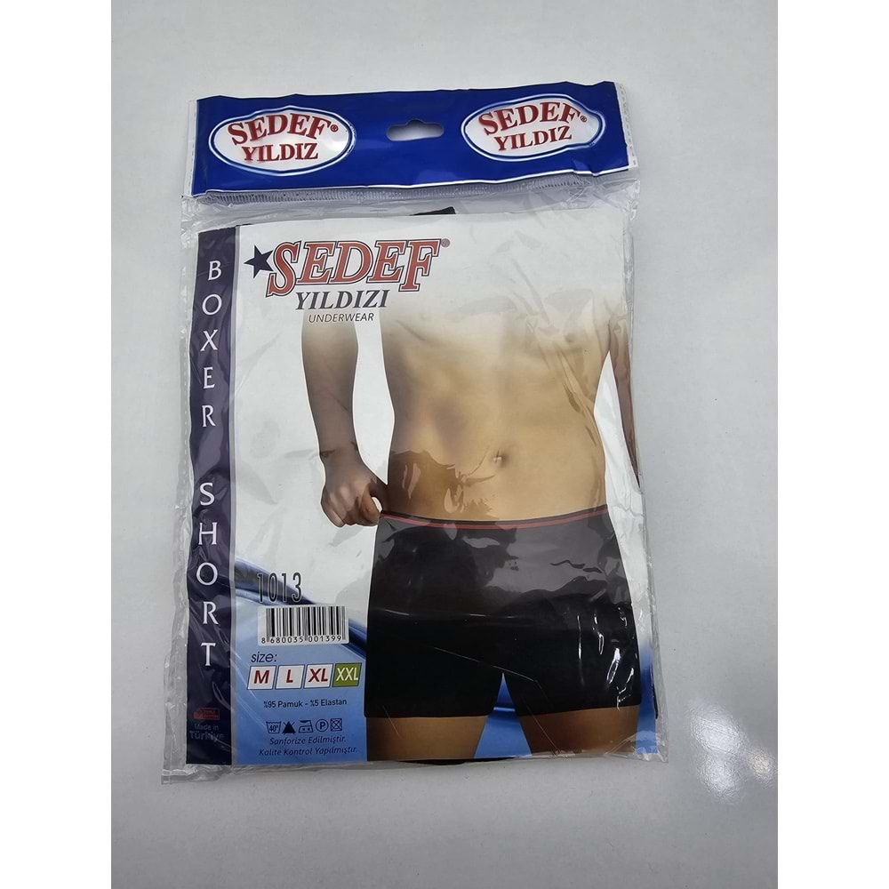 1013 Sedef Yıldız Likra Erkek Boxer Siyah Xxl