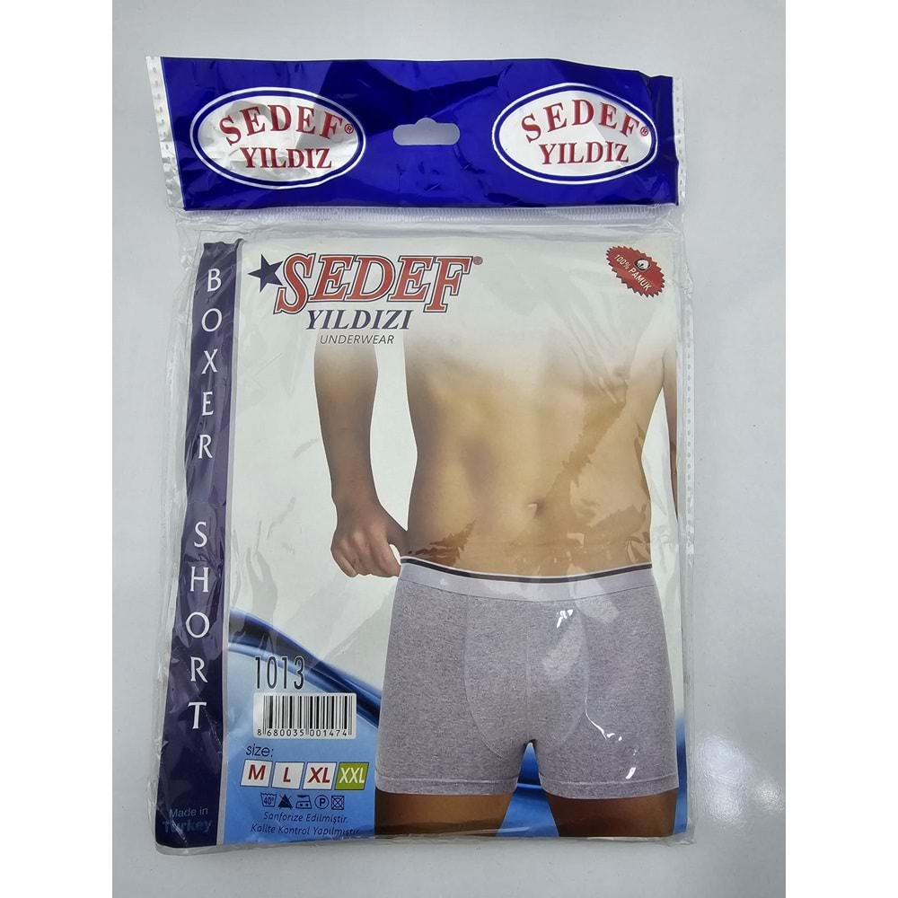 1013 Sedef Yıldız Likra Erkek Boxer Gri XXL