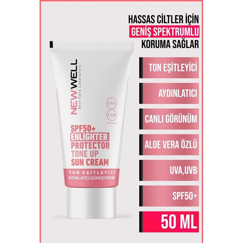 New Well Güneş Kremi Ton Eşitleyici Spf50+ Pembe