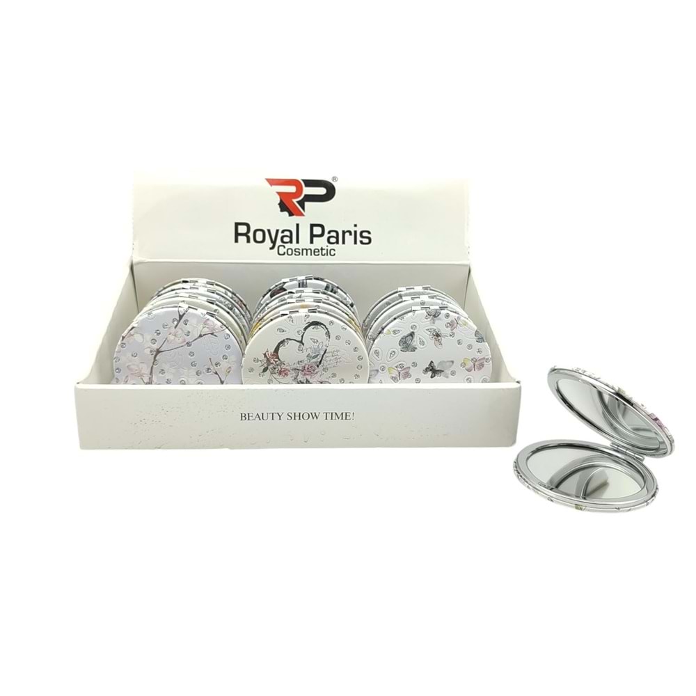 Royal Paris Mini Makyaj Aynası Yuvarlak Taşlı Rc130 12*