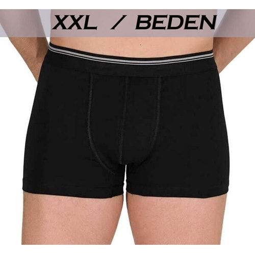 1013 Sedef Yıldız Likra Erkek Boxer Siyah Xxl